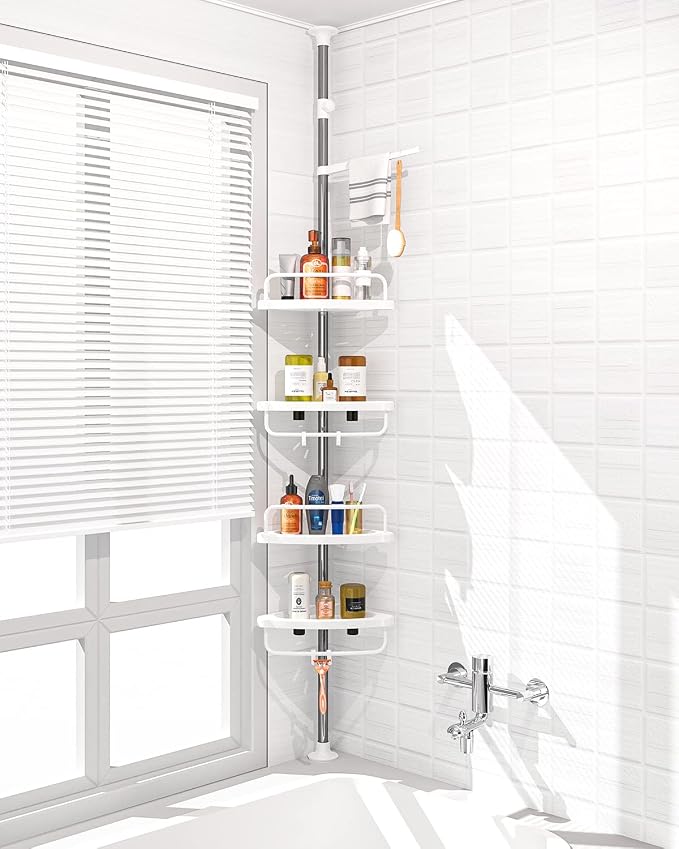 ADOVEL 4 Layer Corner Shower Caddy, Stainless Steel Constant Tension Pole by ADOVEL