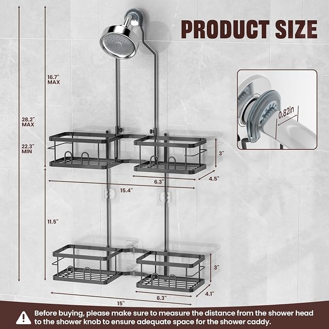 REINHARDT Adjustable Shower Caddy Hanging Rustproof Shower Caddy - Image 5