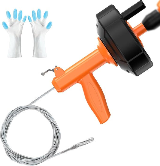 Drain Snake, Drain Auger with Drill Attachment, 25 Feet Plumbing Snake Auto by Unknown
