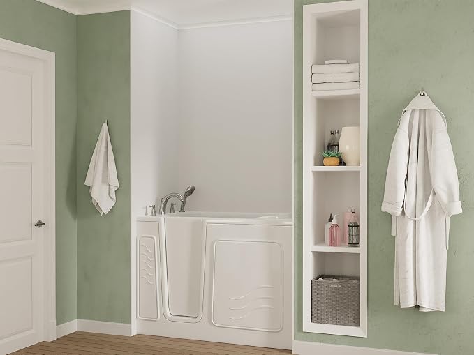 ANZZI Walk In Tub 53'' x 30'' Left Drain Soaking Bathtub in White Walk-In - Image 2