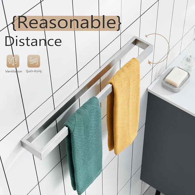 KOKOSIRI Towel Bar Brushed Nickel Bath Towel Hanger Holder 20-Inch Kitchen Rack - Image 8
