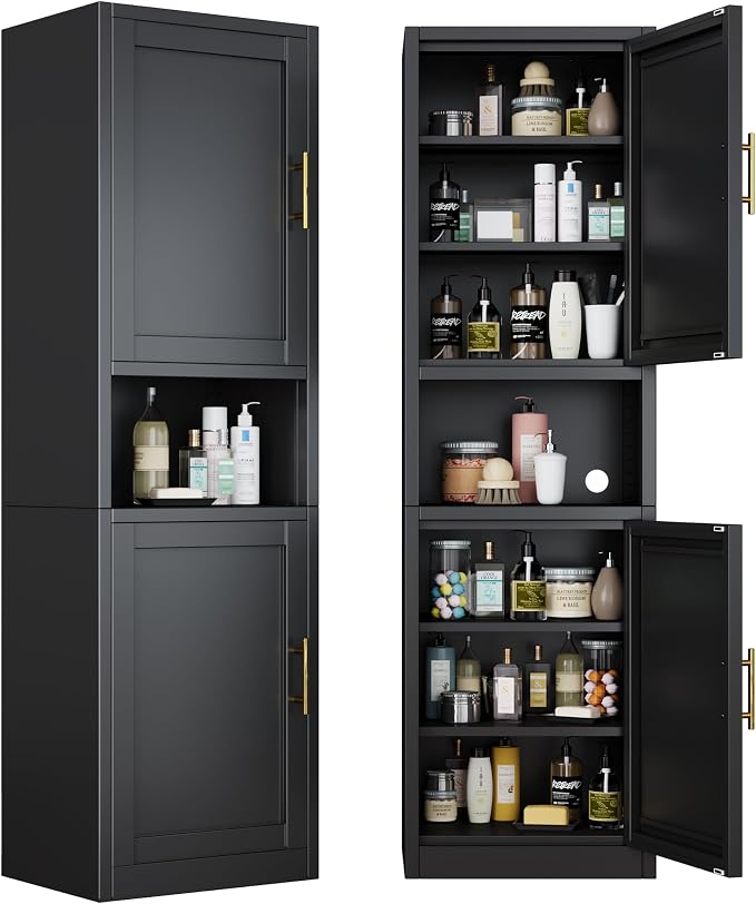 66.93" Tall Narrow Bathroom Cabinet, Steel Corner Floor Cabinet by GAIOUS