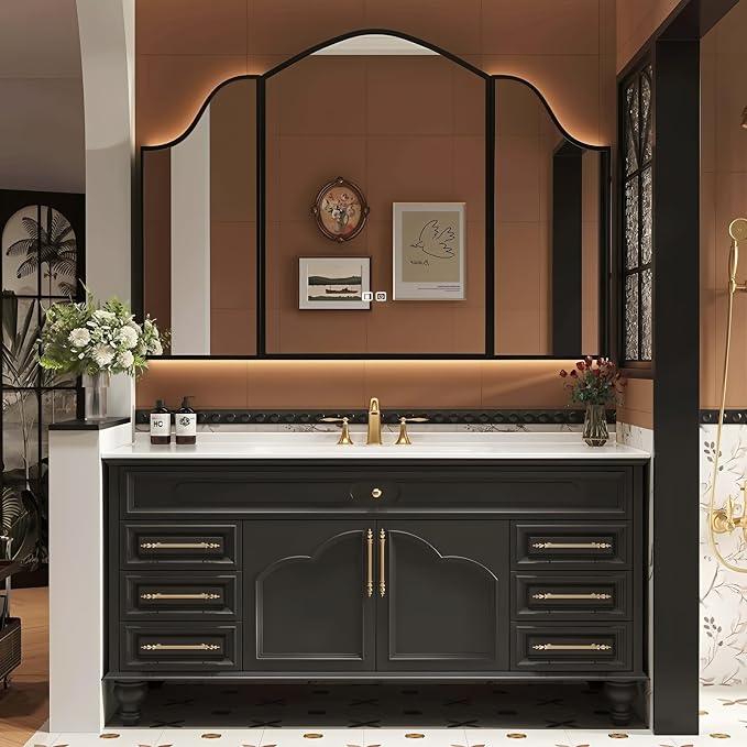 80Inch Bathroom Vanity with Sink, Freestanding Bathroom Cabinet with LED Smart by LUTHXAY
