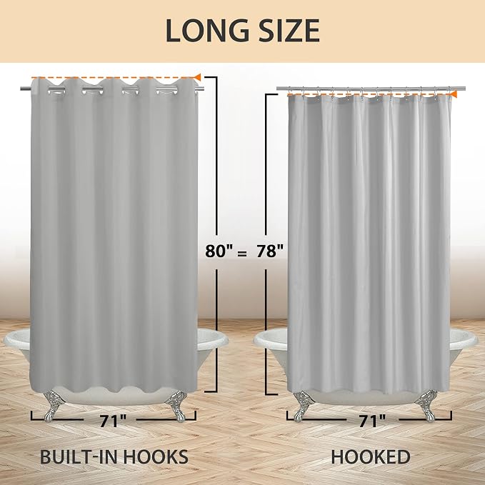 River Dream No Hook Grey Shower Curtain or Liner 78" Length - Image 6