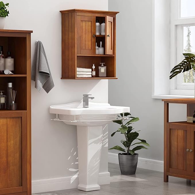 Treocho Wood Wall Cabinet, Bathroom Medicine Cabinet Storage - Image 4