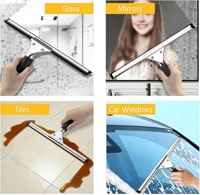 14-inch Squeegee for Shower Glass & Window Cleaning, Professional Stainless - Image 6