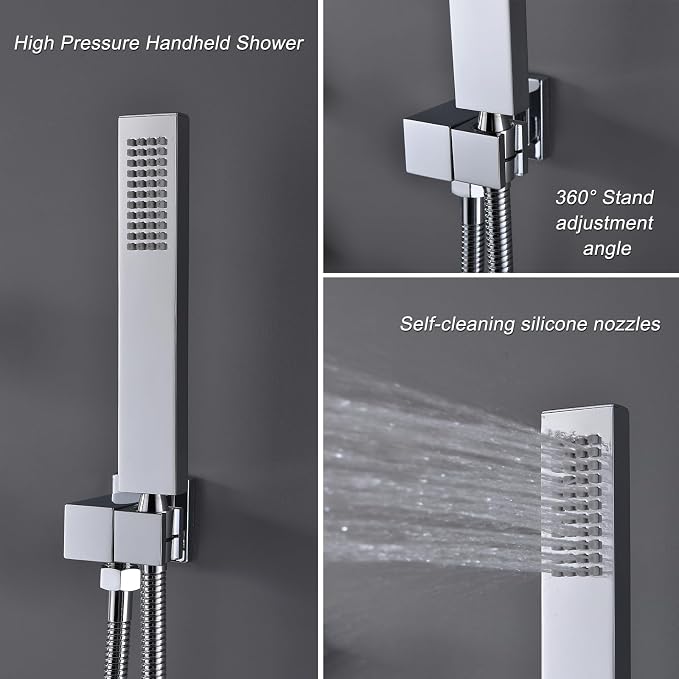 Polished Chrome Shower System Temperature Display Shower Set, Push Button - Image 4