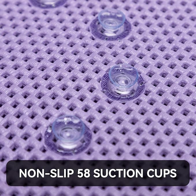 Bathtub Mat Non Slip 36” X 17” Purple Shower Mat Soft Foam Bath Mats - Image 2