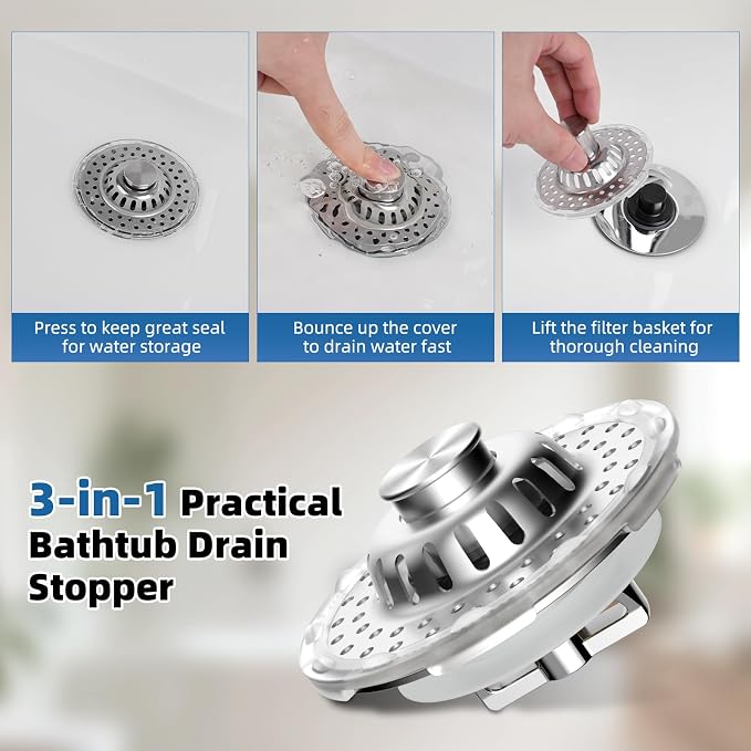 Metal 2 Pack Bathtub Drain Stopper - Image 4