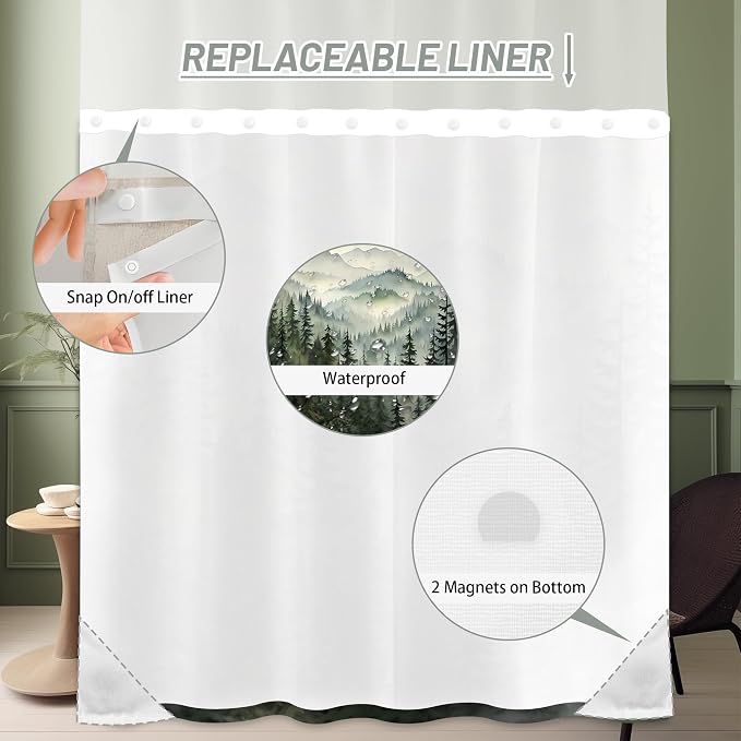 Forest See Through Mesh Top Shower Curtain - Image 6