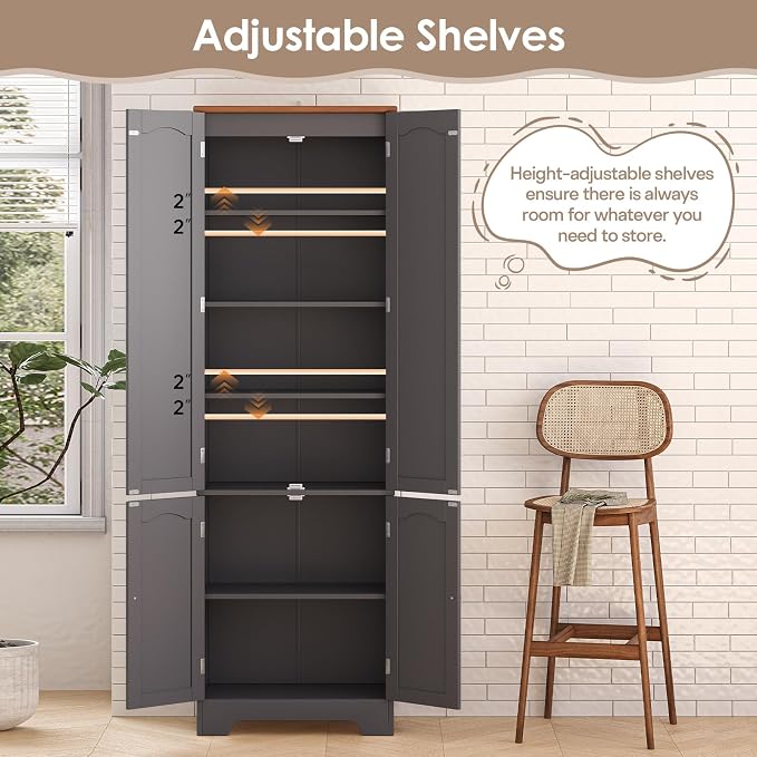 4 Door Pantry - 72.2'' Kitchen Cabinet - Image 3