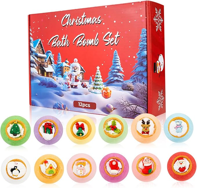 Christmas Bath Bombs 12PCS/Set Different Scents Natural Organic Bath Bombs by Unknown