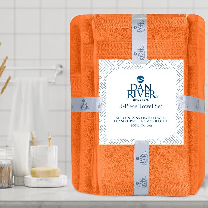 DAN RIVER 100% Ring Spun Cotton 3-Piece Towel Set, Bath Towel, Hand Towel and - Image 2