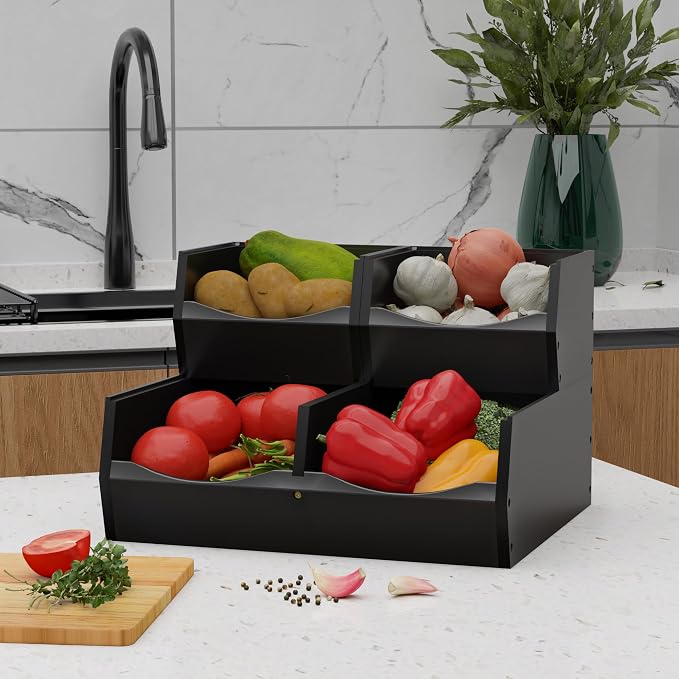3 Set Bamboo Pantry Organizers and Storage, Open Front Vegetable Fruit - Image 7