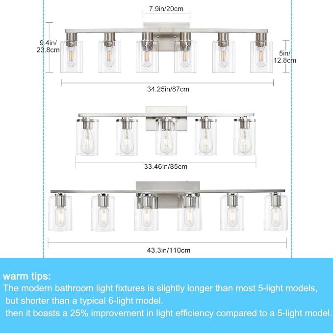 6 Light Bathroom Light Fixtures, Bathroom Vanity Light - Image 5