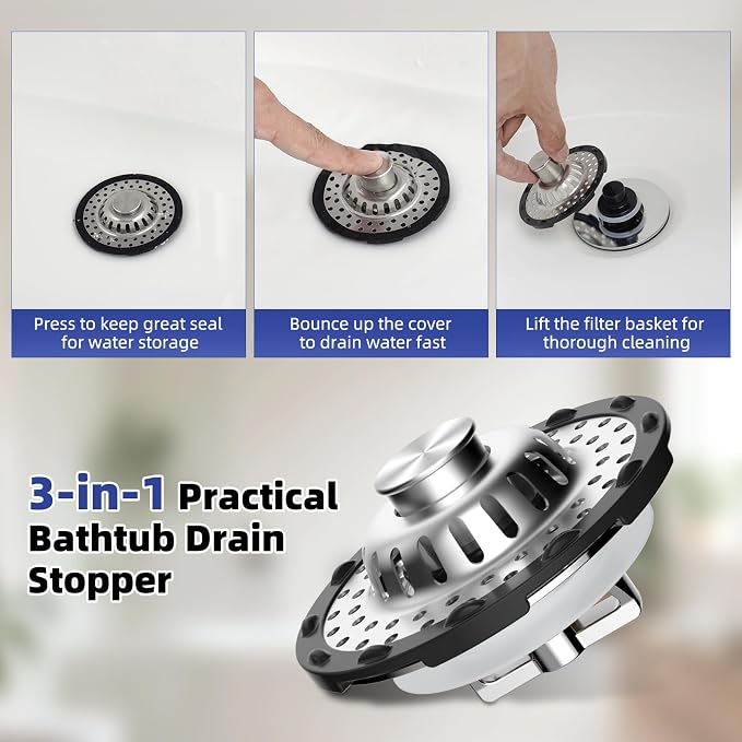 Metal 2 Pack Bathtub Drain Stopper - Image 6
