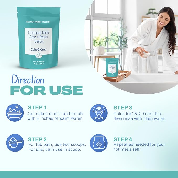 CaboCréme Postpartum Sitz + Bath Salts – 24oz – Postpartum Bath Soak - Image 4