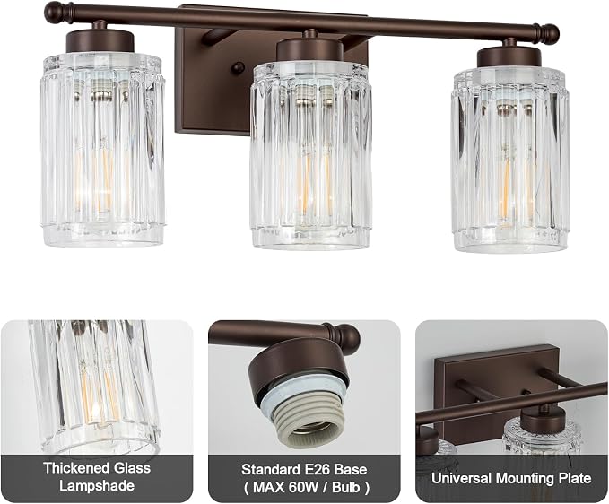 3 Light Bathroom Light Fixtures Modern ORB 18 Inch Vanity Lights - Image 5