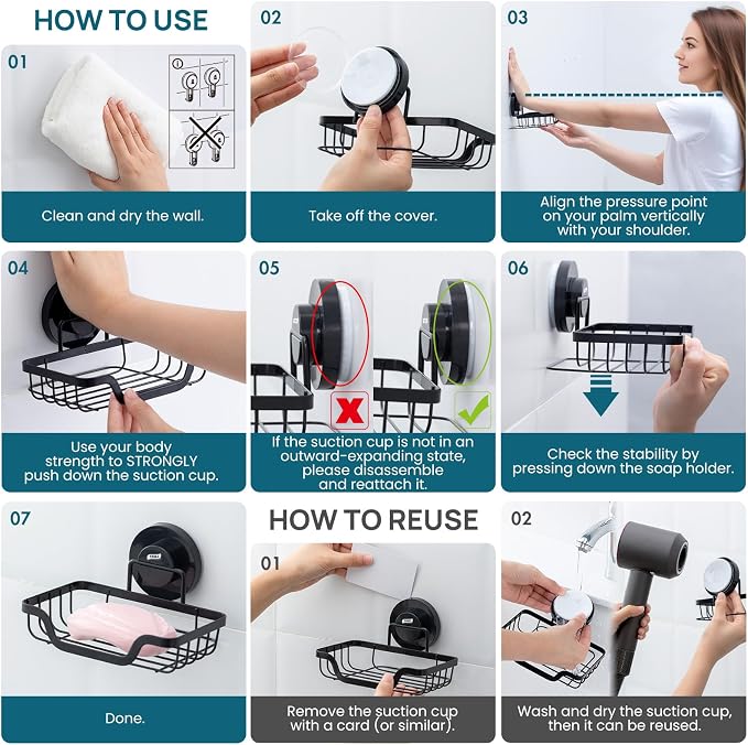 TAILI Soap Holder Dish Suction Cup, Bar Shampoo Rack - Image 5