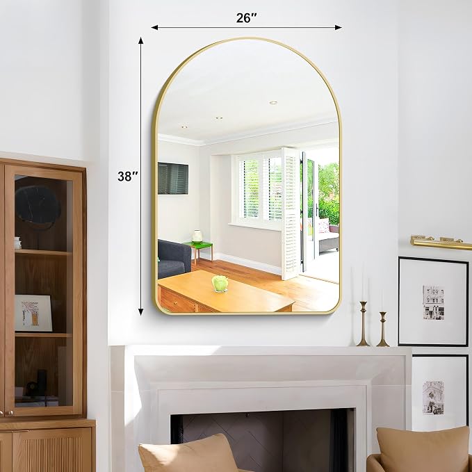 Arched Bathroom Mirror, Wall Mounted Mirror, Vanity Wall Mirror Metal Frame - Image 3