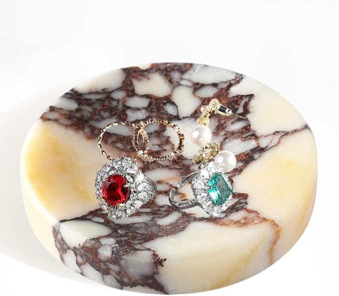 Koville Luxury Italy Calacatta Viola Marble Jewelry Dish, Small Round Trinket by Koville