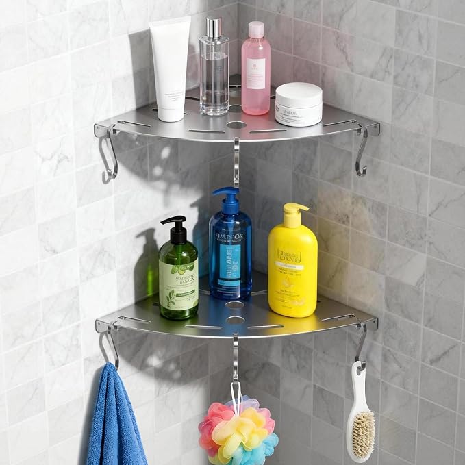 XIHLZYEH Corner Shower Shelves, 2 Pack 304 Stainless Steel Shower Shelf - Image 6