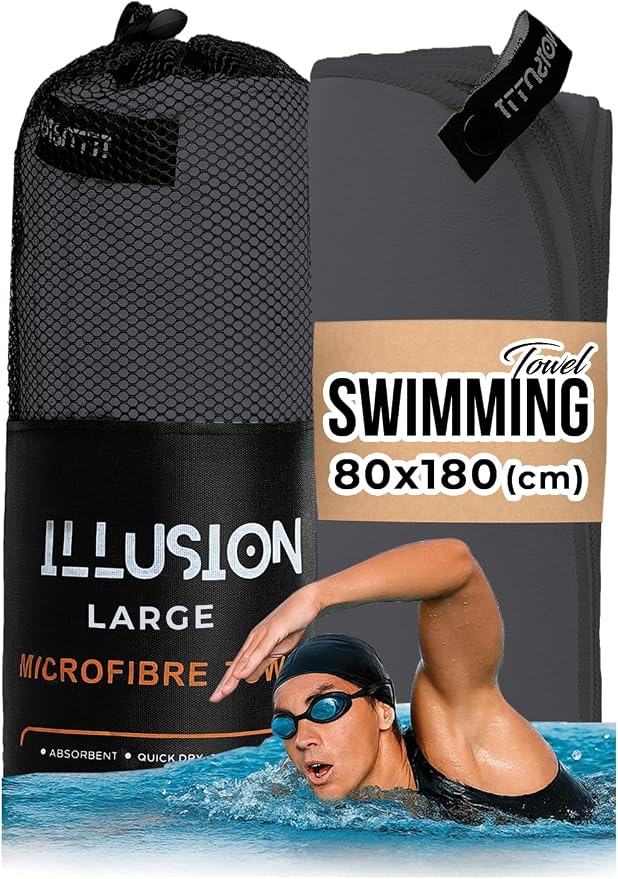 illusion Extra Large Microfibre Swimming Towel–Compact, Lightweight & Quick Dry by Unknown