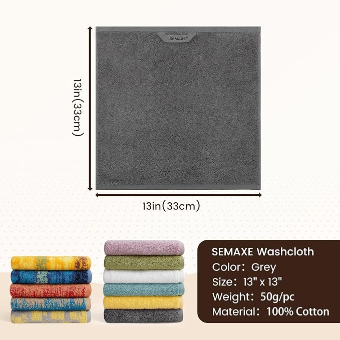 SEMAXE 100% Cotton Washcloths for Bathroom - Image 2
