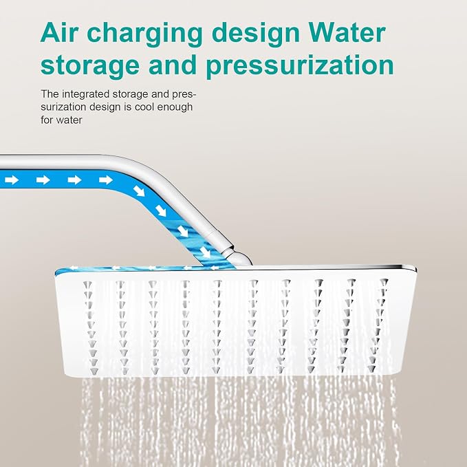 Square Rain Shower Head, High Flow Stainless Steel, Work - Image 5