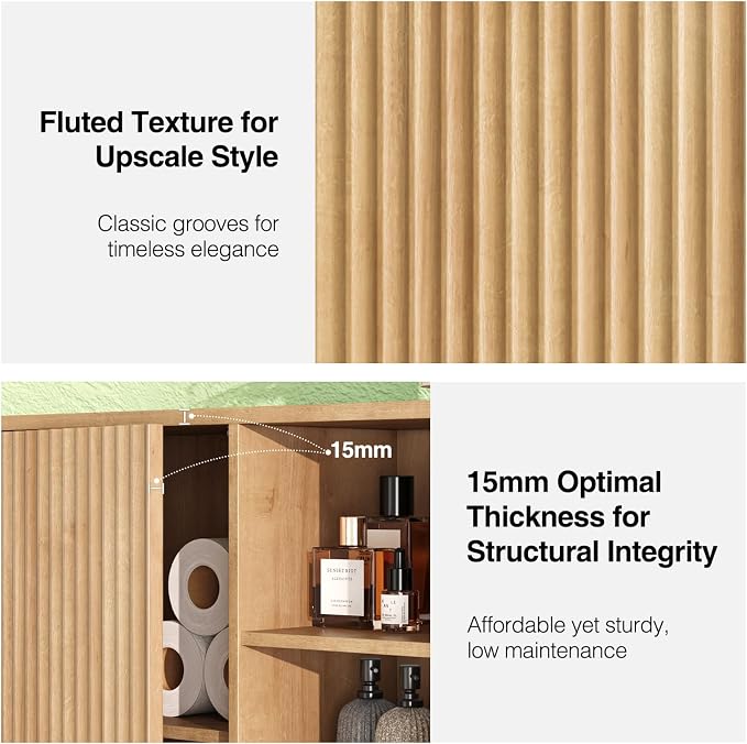 Fluted Bathroom Wall Cabinet, Small Medicine Wall Cabinet - Image 7