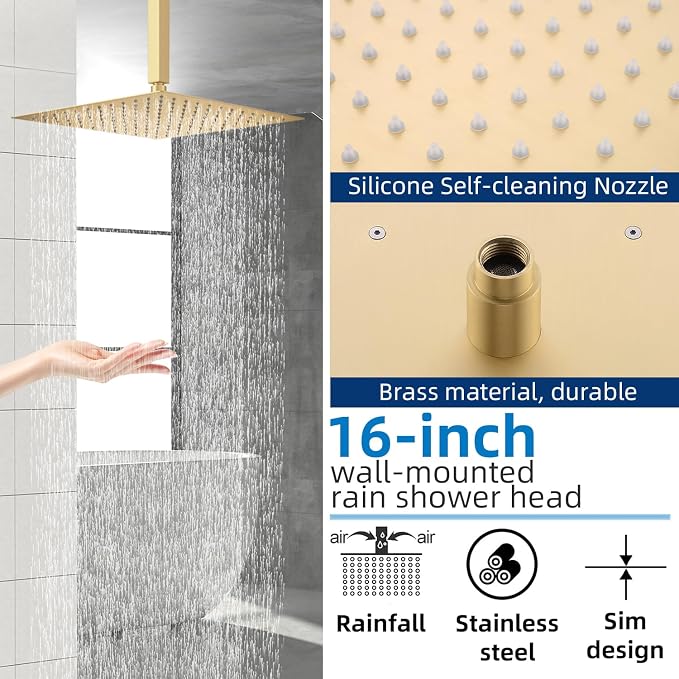 Ceiling Mount Rain Shower System, Shower Faucet Set - Image 3