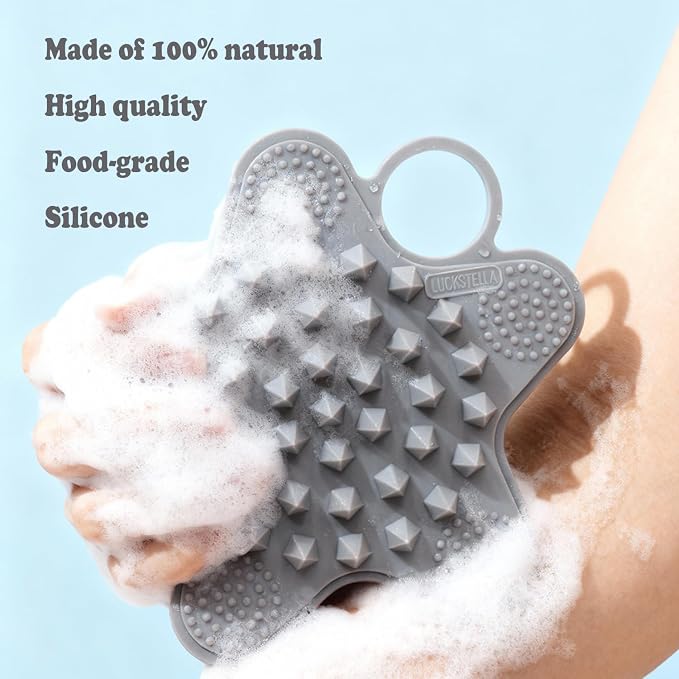 LUCKSTELLA 2 in 1 Silicone Body Scrubber, Food-Grade Silicone Body Brush - Image 7