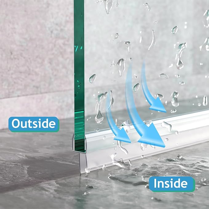 Shower Door Seal, Ultra Clear Frameless Shower Doors Strip, Stop Shower Leaks - Image 2