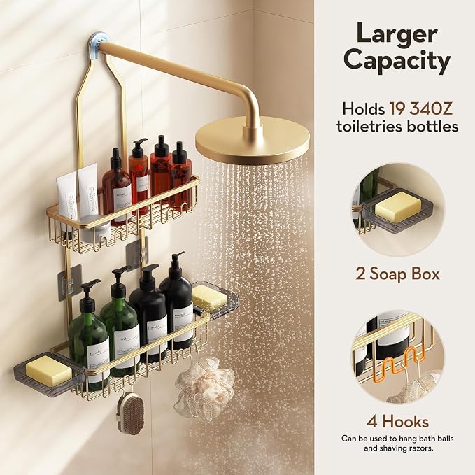Shower Caddy Hanging, Shower Organizer Hanging, Aluminum Shower Racks - Image 3