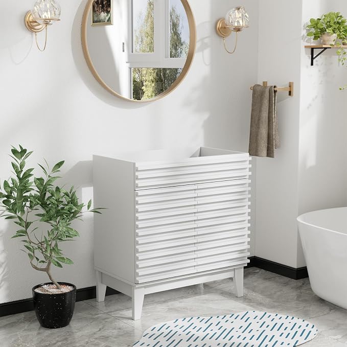 ROOMTEC 30" Bathroom Vanity, Mid-Century Freestanding Bathroom Cabinet Vanity - Image 4