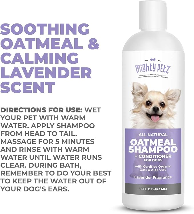Mighty Petz 2-in-1 Oatmeal Dog Shampoo and Conditioner – 16 oz Natural Support - Image 7