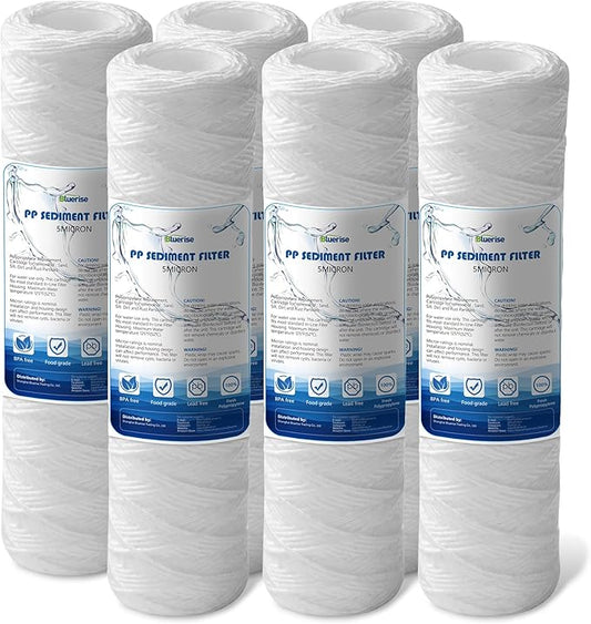BLUERISE 5 Micron 10"x2.5" Wire Wound Whole House Water Filter Replacement by Bluerise