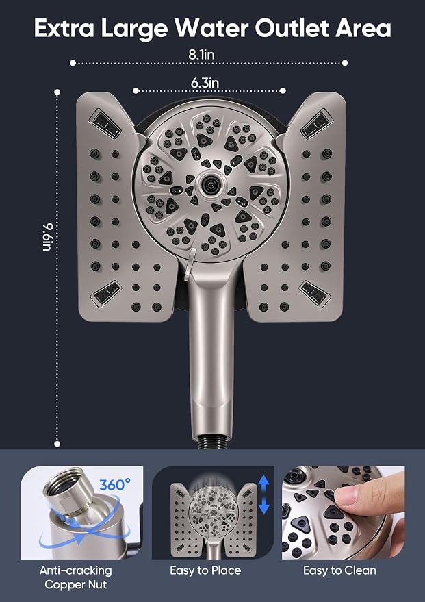 Shower Head with Handheld High Pressure, Rain Shower Head with Fixed Showerhead - Image 5