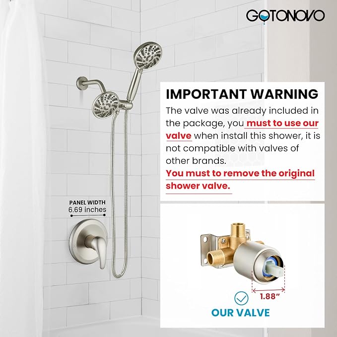 gotonovo Dual 2 in 1 Shower Head Kit High Pressure Combo System Shower Faucet 6 - Image 2