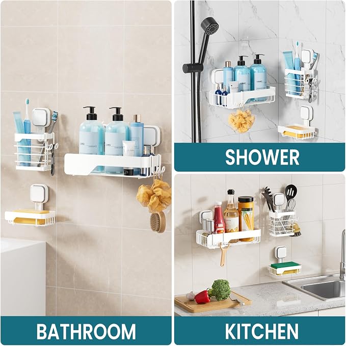 TAILI Shower Caddy Suction Cup 3 Pack, Stainless Steel Rustproof Shelves - Image 4