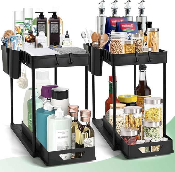 Compact 2-tier under-sink organizer by Unknown