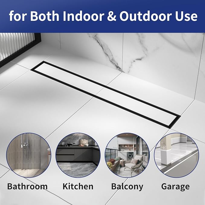 Linear Shower Drain 18", Matte Black Floor Drain - Image 7
