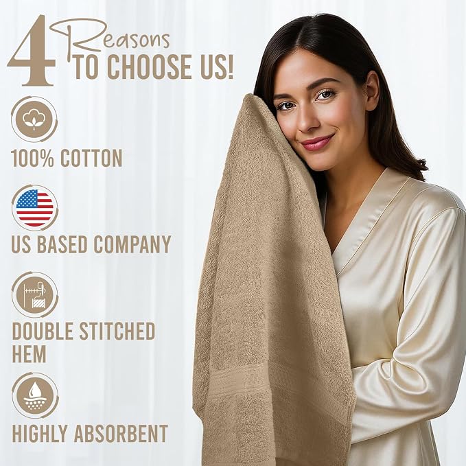 RIVERSIDE 100% Ring Spun Cotton Large Bath Towels Set of 4, 27 x 54 Inches – - Image 5