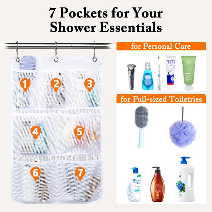 Mesh Shower Caddy Hanging, Quick-Drying Shower Organizer - Image 2