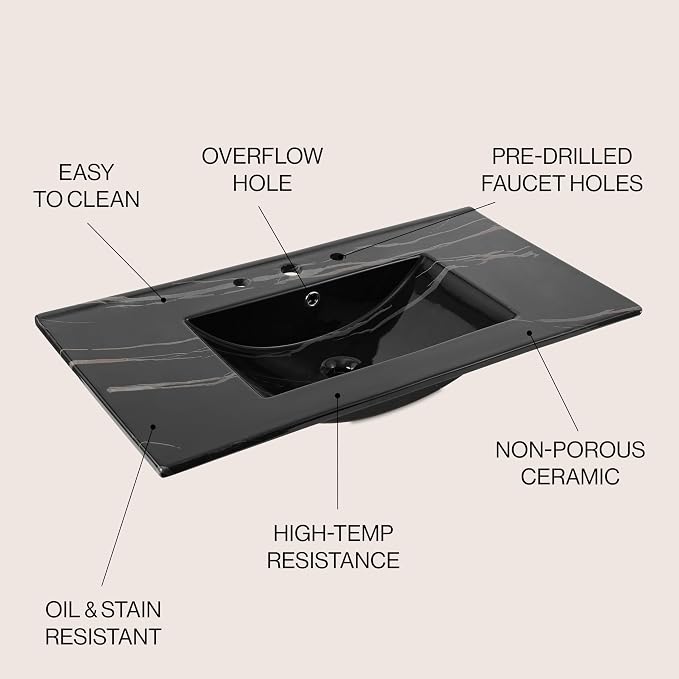 JONATHAN Y SNK1003D Ancillary 3-Hole 36 in. W x 18.25 in. D Classic - Image 4
