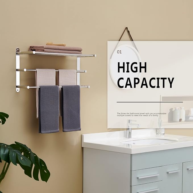 KOKOSIRI Storage Organizer Shelf Wall Mounted Double Towel bar - Image 8