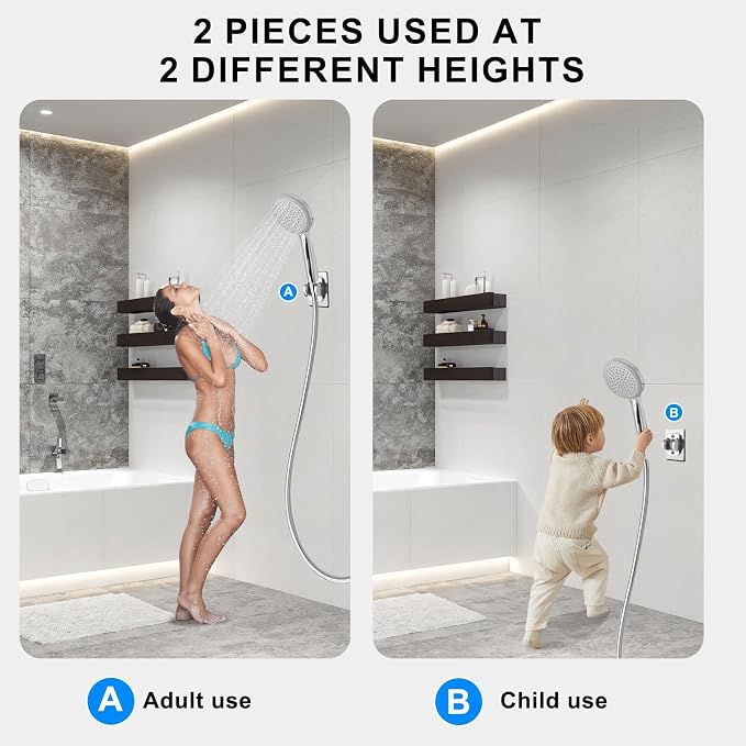 2Pcs Strong Adhesive Adjustable Shower Head Holder- Wall Mounted Heavy Duty - Image 2