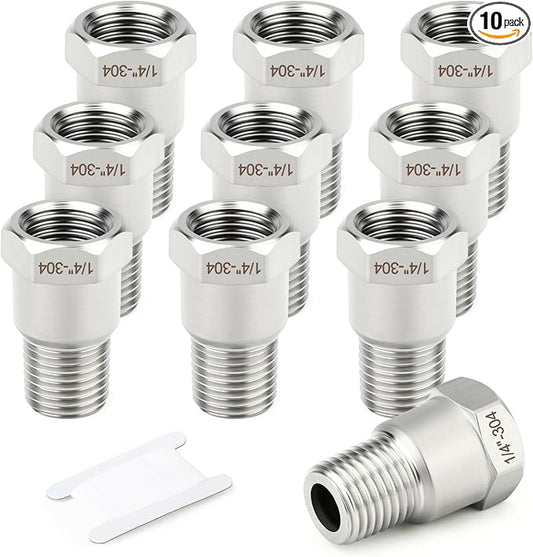 TAISHER 10PCS 304 Stainless Steel Pipe Fitting, New Reducer Adapter, 1/4" NPT by TAISHER