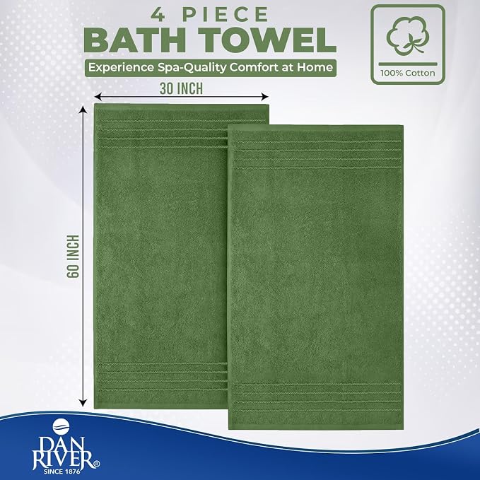 DAN River Extra Large Bath Towels Set of 4, 30 x 60 Inches - Image 3