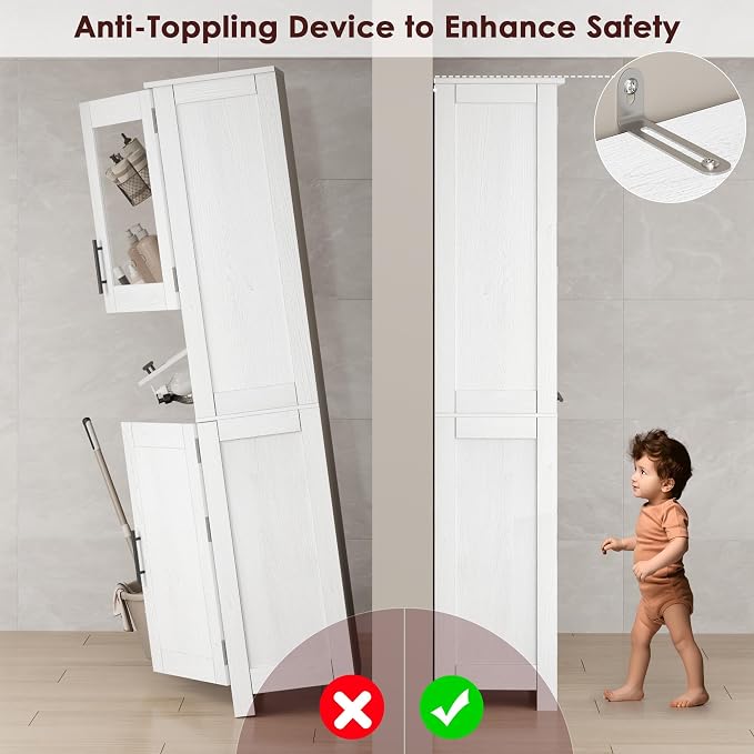 GAOMON Tall Bathroom Cabinet, Freestanding Storage Cabinet - Image 7